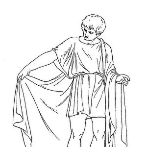 Greece, male traditional costume, short chiton and himation in the concept of folding over