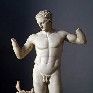 Greek Art: statue of Diadoumenos, young athlete tending a net around his head - Roman