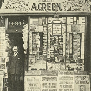 A Green, Tobacconist, Newsagent and Stationer, 1905 (b / w photo)