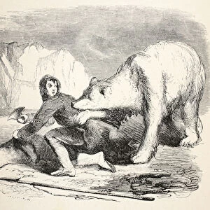 The Greenlanders supper appropriated by a bear, 1859 (litho)