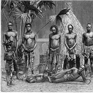 Group of men of the Angolan troupe exhibited in Paris during the World Exposition of 1889