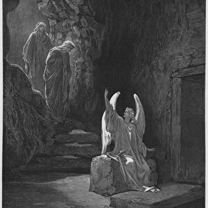 Gustave Dore Bible: The Angel at the door of the sepulchre (engraving)