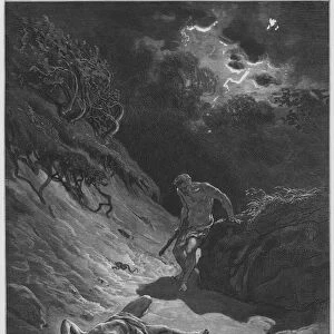 Gustave Dore Bible: The death of Abel (engraving)
