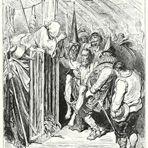 Gustave Dores Don Quixote: "Be not impatient, O Knight of the Woful Figure, at your imprisonment"(engraving)