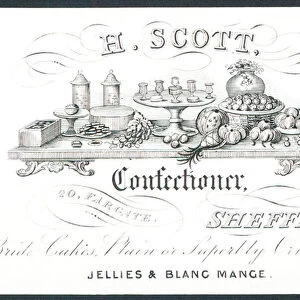 H Scott, confectioner, trade card (engraving)