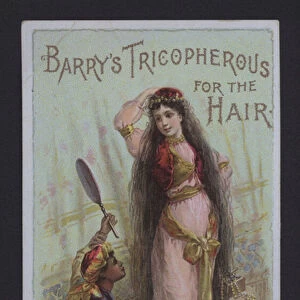 Hair treatment, Barrys Tricopherous, advertisement (chromolitho)