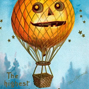 A Halloween Pumpkin Hot Air Balloon, 1909 (chromolithograph)