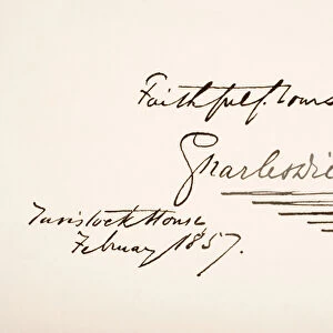 Handwriting and signature of Charles Dickens, 1857 (pen & ink on paper)