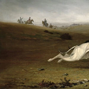 Hare Coursing in a Landscape, 1870 (oil on canvas)