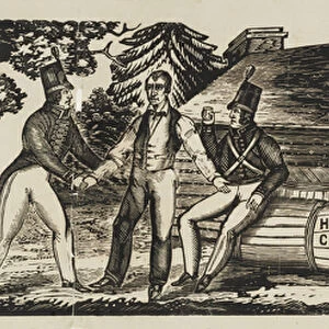 Harrison & Tyler campaign emblem, 1840 (woodcut)