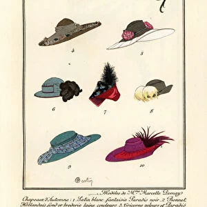 hat designs by milliner Marcelle. Demay, 1912 (stencil)