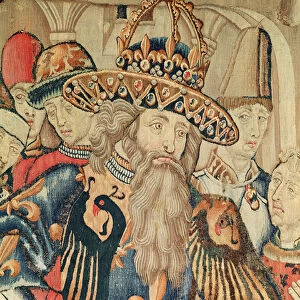 Head of Charlemagne (742-814), Tournai workshop (tapestry) (detail)