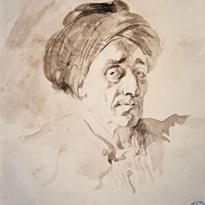 Head with a turban Drawing in the wash by Jean Honore Fragonard (1732-1806)