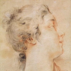 Head of a Woman Turned to the Right (black pencil and sanguine)
