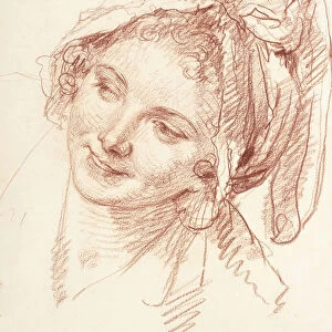 The Head of a Young Girl Inclined to the Left, (red chalk)