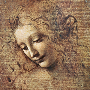 Head of a Young Woman with Tousled Hair or, Leda (gouache on wood)
