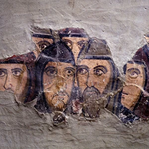 Heads of oriental monks. Frescoe from st Silvia oratory, 9th - 10th century