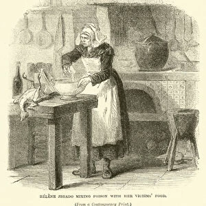 Helene Jegado mixing poison with her victims food (engraving)