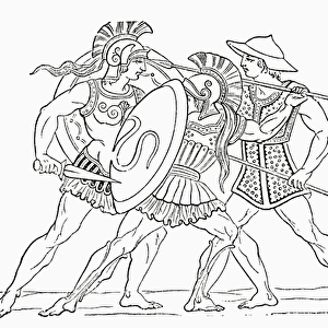 Hellenic warriors, from Ward and Locks Illustrated History of the World, pub. c. 1882
