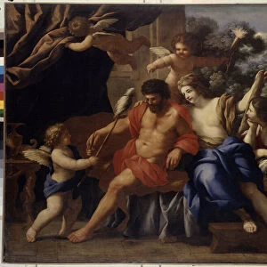 Hercule et Omphale (Hercules and Omphale). Peinture de Giovanni Francesco Romanelli (1610-1662), huile sur toile, vers 1650. Art italien, 17e siecle, art baroque. State Ermitage, Saint Petersbourg