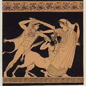 Hercules slaying the Centaur Nessus (colour litho)
