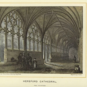 Hereford Cathedral, the cloisters (colour litho)