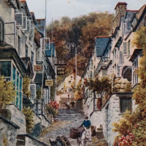 High Street, Clovelly (colour litho)