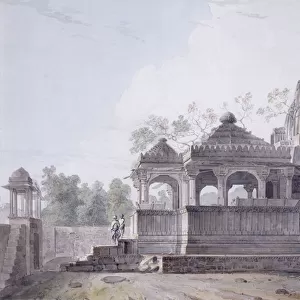 A Hindu Temple in the Fort of Rohtas, Bihar, (pencil and w / c)