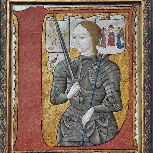 Historiated Initial depicing Joan of Arc (1412-31), 15th century (vellum)