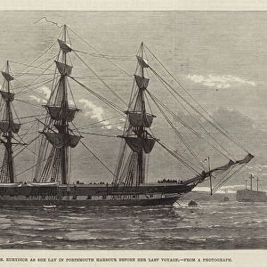 HMS Eurydice as she lay in Portsmouth Harbour before her Last Voyage (engraving)