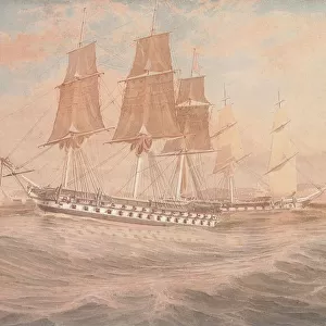 HMS Ganges, and Thetis off Rio de Janeiro (pencil & w / c on paper)