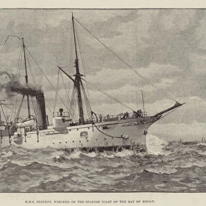 HMS Serpent, wrecked on the Spanish Coast of the Bay of Biscay (engraving)