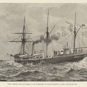 HMS Thrush, New Gun-Vessel, to be commanded by Prince George of Wales, Lieutenant RN (engraving)
