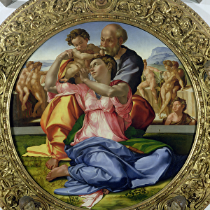 Holy Family with St. John (Doni Tondo) 1504-05 (oil on panel) (see also 30103)