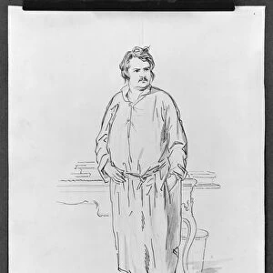 Honore de Balzac (pen & ink & wash on paper) (b / w photo)