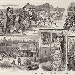 With the Hop-Pickers in Kent (engraving)
