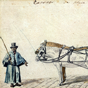 Horse and Carriage, 1825 (pen & ink and w / c on paper)