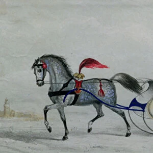 Horse Drawn Sleigh (w / c on paper) (digital detail)