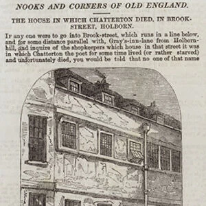The House in which Chatterton died, in Brook-Street, Holborn (engraving)