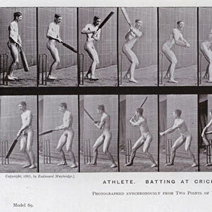 The Human Figure in Motion: Athlete, batting at cricket (b / w photo)
