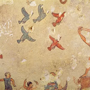 Hunter of birds, from the Tomb of Hunting and Fishing, c. 520-10 BC (wall painting)