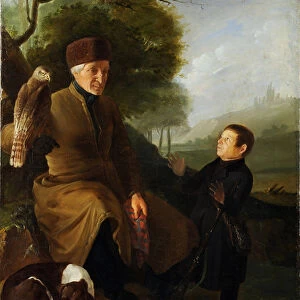 Hunter with falcon. Portrait of Prince Platon Alexandrovich Zubov (1767-1822