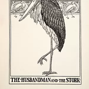 The Husbandman and the Stork, from A Hundred Fables of Aesop, pub. 1903 (engraving)
