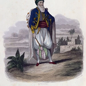 Hussein Pacha (1765-1838), the Last Dey of Algiers (1818-30), 1846 (coloured engraving)