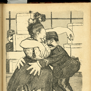 Illustration by Abel Faivre (1867-1945) in Le Rire, 1900-5-19 - Anti-feminism, Police
