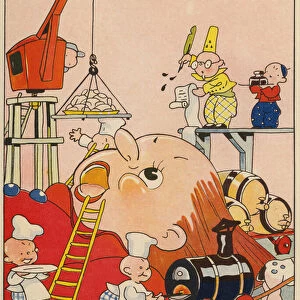Illustration for Gullivers Travels (colour litho)