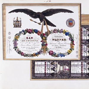Illustration for the packaging of eau de Cologne, c. 1825 (watercolour and bodycolour)
