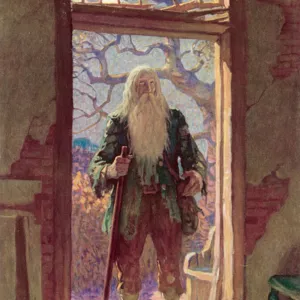 Illustration for Rip Van Winkle (colour litho)