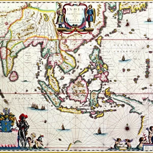 India Quae Orientalis Dicitur, Et Insulae Adiacentes, map showing South-East Asia