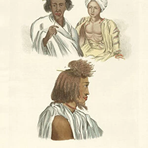 Inhabitants of both coasts of the Red Sea (coloured engraving)
